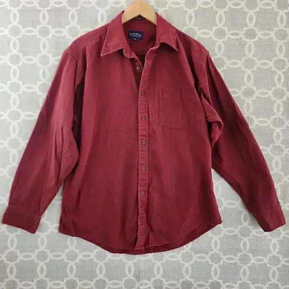 Club Room By Charter Club Cotton Button Down Men's M Red Burgundy - Picture 1 of 8